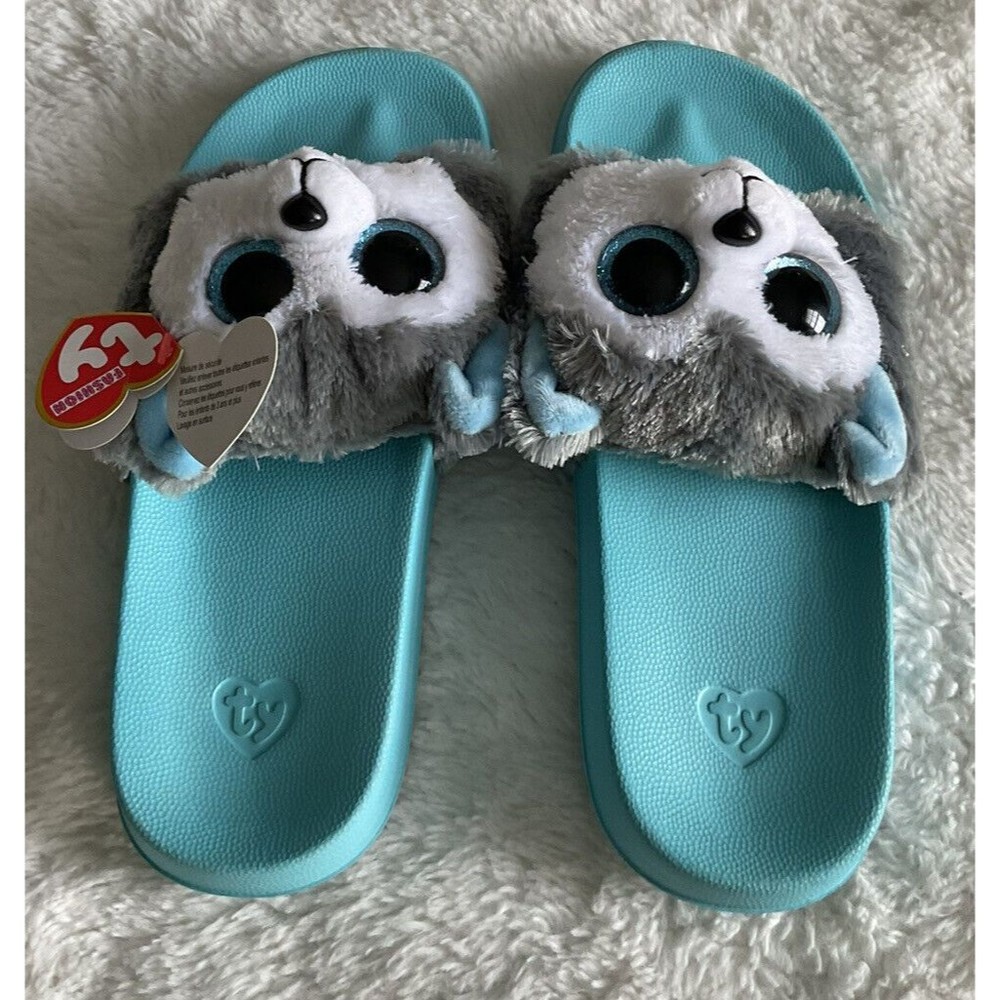 Ty SLUSH the Husky Fashion Pool Slides Kids/Children's Size Large (4-6) - Picture 2 of 4